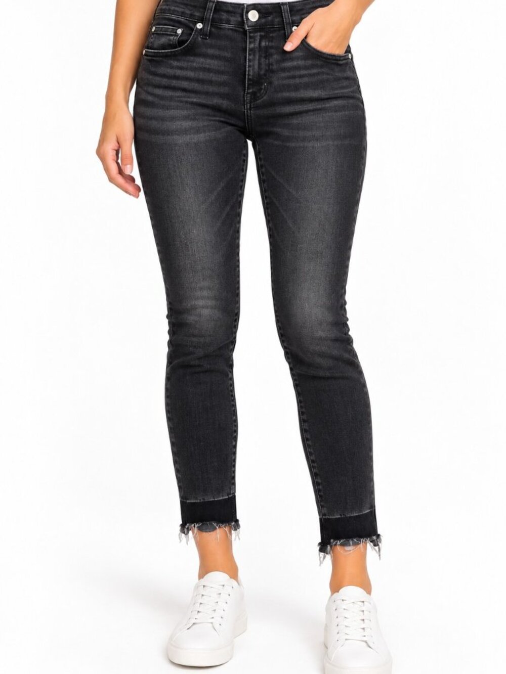 Blank NYC Cry Baby Jeans Black Skinny Frayed Raw Hem Distressed Stretch Size 29